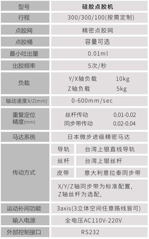 硅胶点胶机 参数